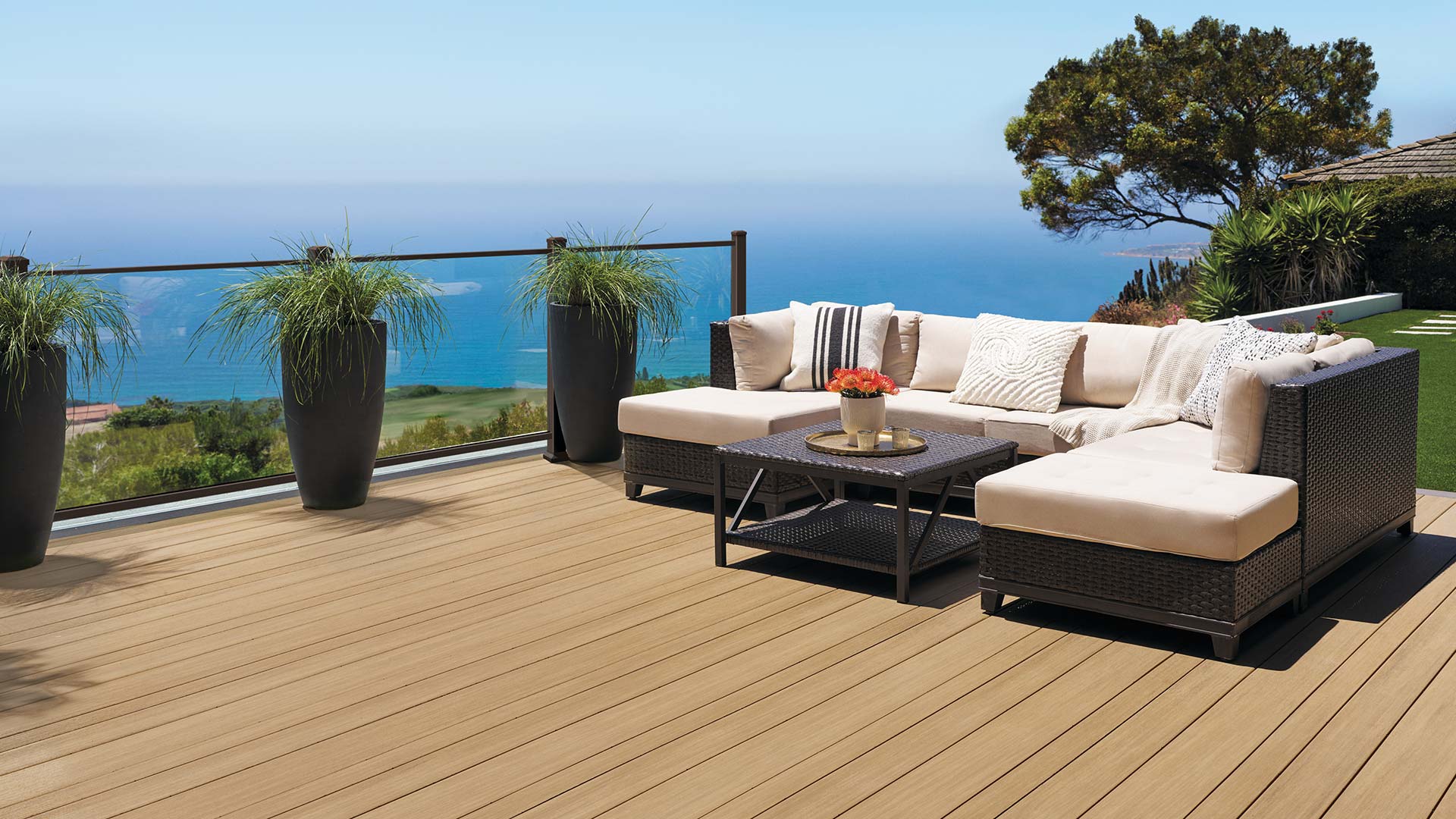 TimberTech AZEK PVC Decking. Image example colour Dark Hickory