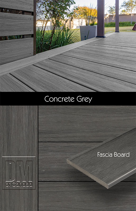 Eva-LAST, concrete grey deck example, board layout and fascia board