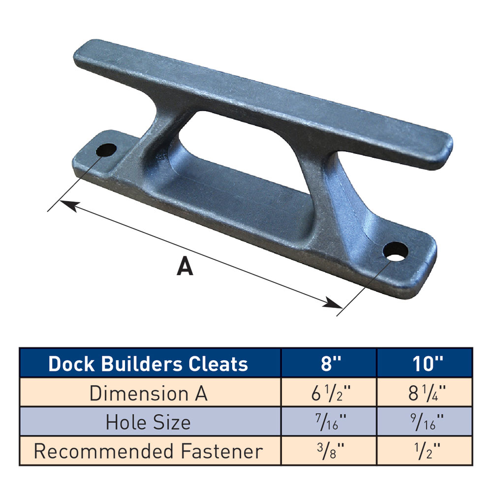 Dock Builders Cleats sizing diagram