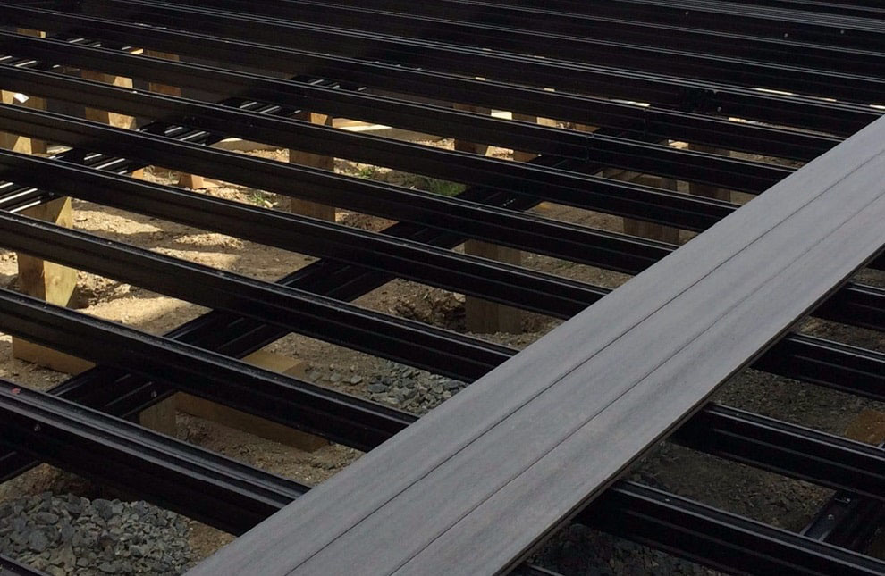 Outdure framing with deck board laid ontop of framing