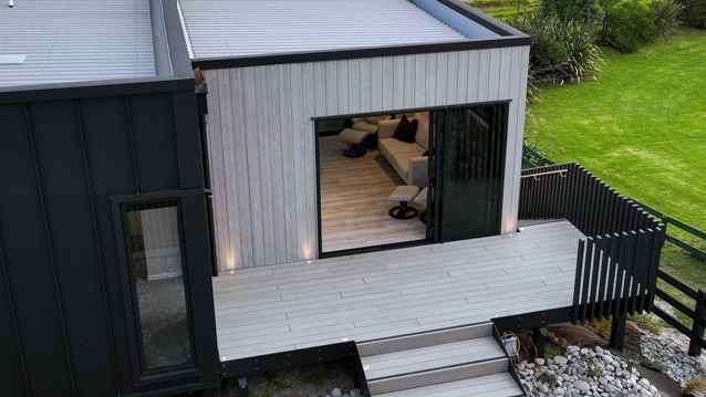 elevated deck with composite finish