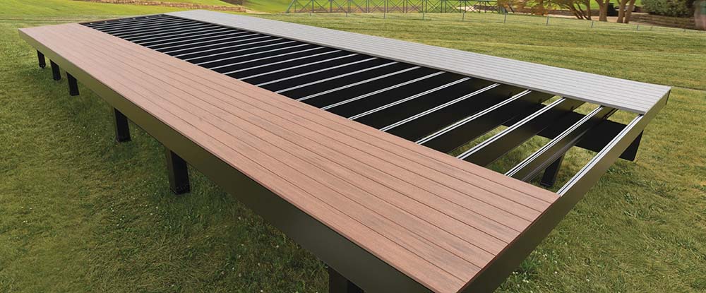 deck frame with aluminum TimberTech