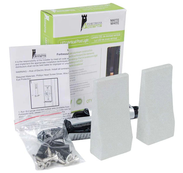Fortress LED vertical post light 2 pack matte white