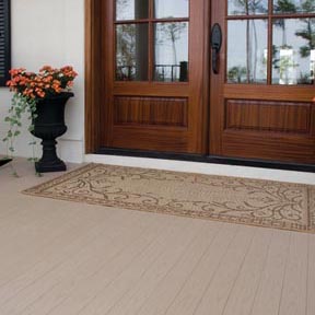 porch entry created with weathered teak porch boards