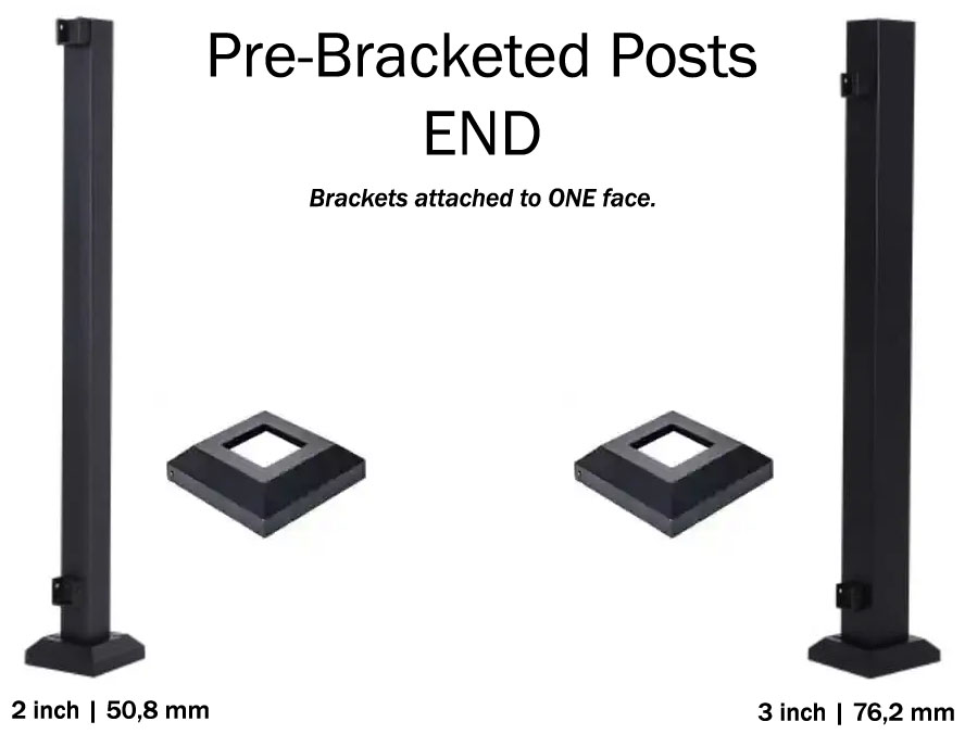 3 inch Aluminum CORNER post with pre-attached brackets