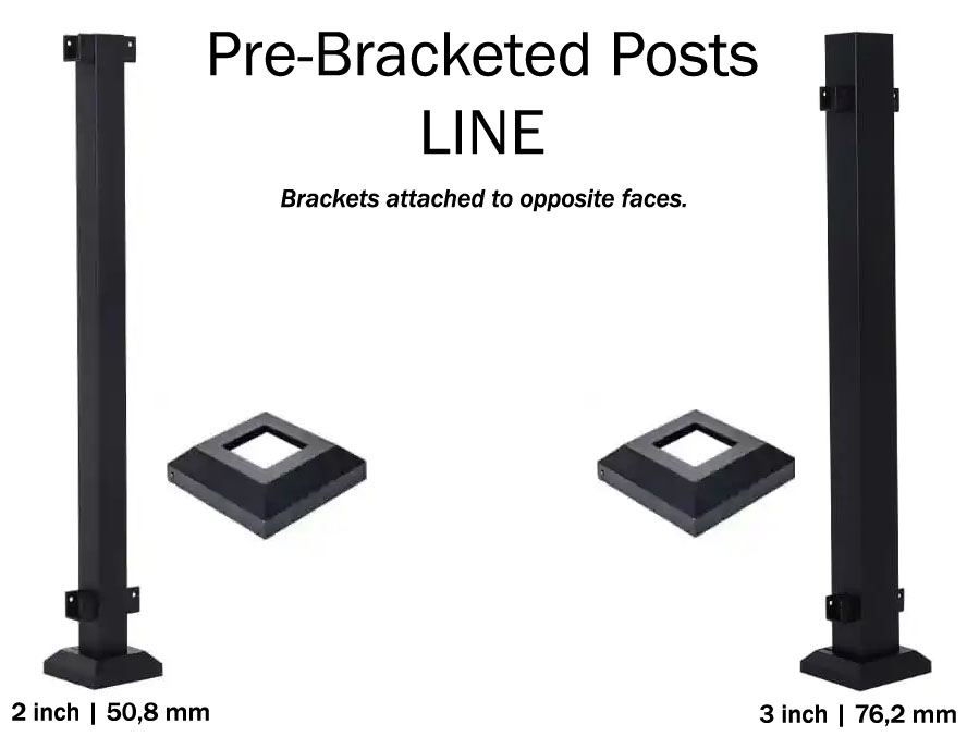 2 and 3 inch Line Aluminum post with pre-attached brackets