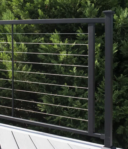 Fortress Horizontal FE26 series cable railing installed on balcony deck