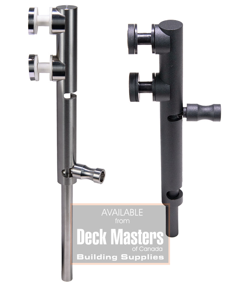 stainless and black floor lock in different positions