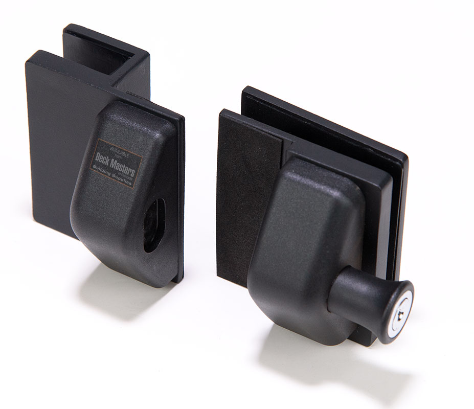 Lock for glass railing panels with shims