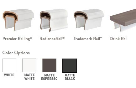 railing sections and colour swatches