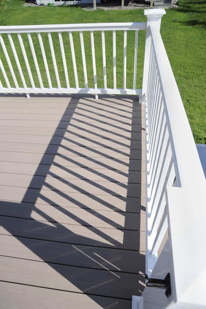 top view of a deck highlighting the railing