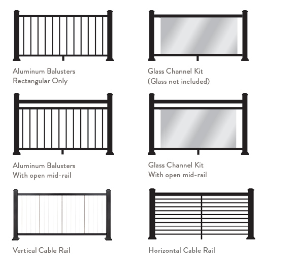 infill rail options diagram