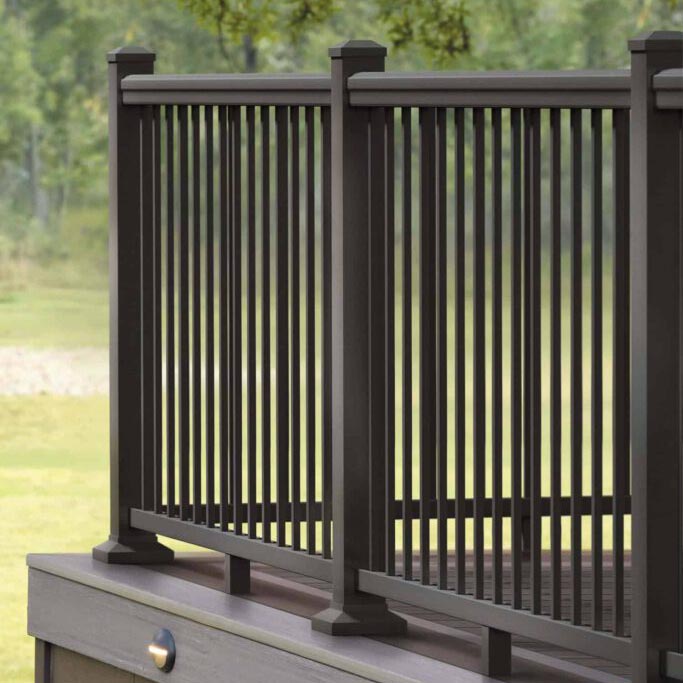 corner deck railing infill dark bronze