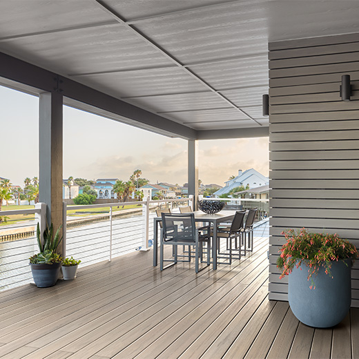 metal railing surrounding an under deck