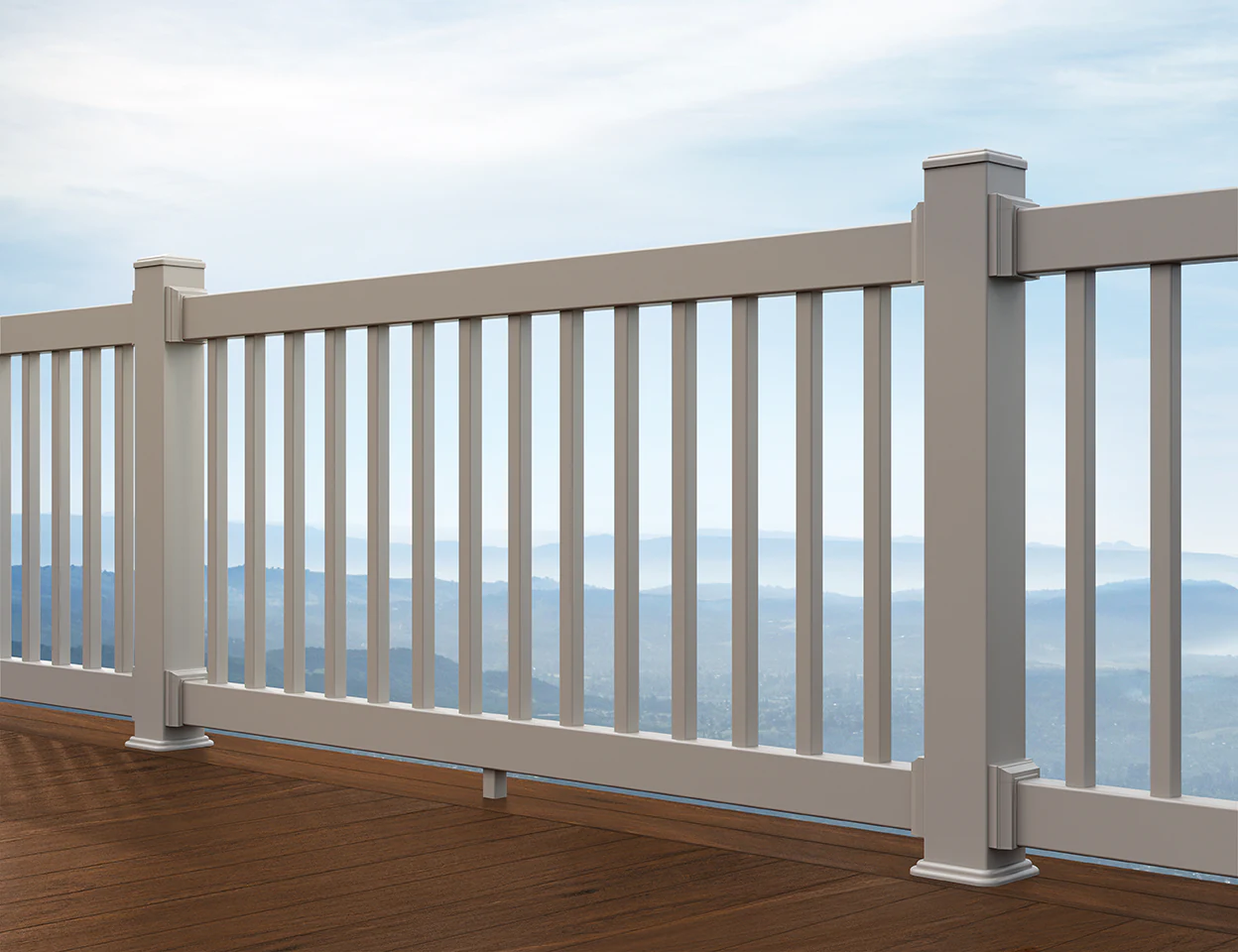 TimberTech Reliance railing section. Style Core in Khaki