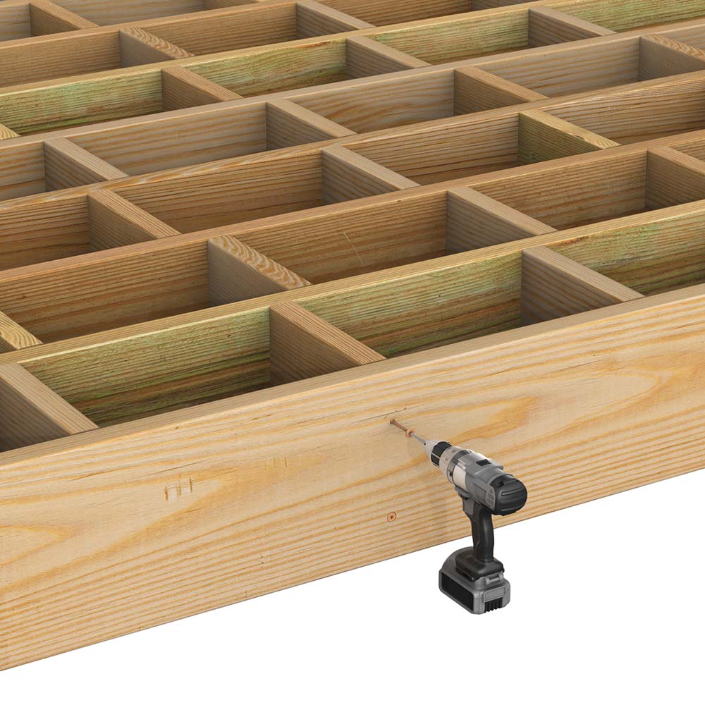 drilling into a framed deck boards