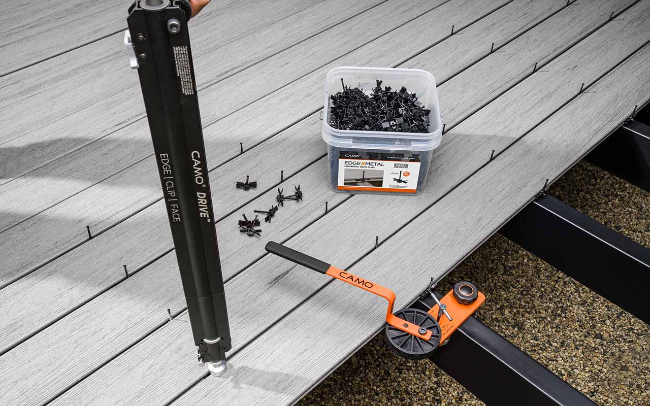 camo drive, lever, clips used in deck assembly