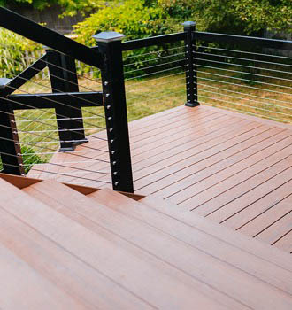 completed deck stairs and landing