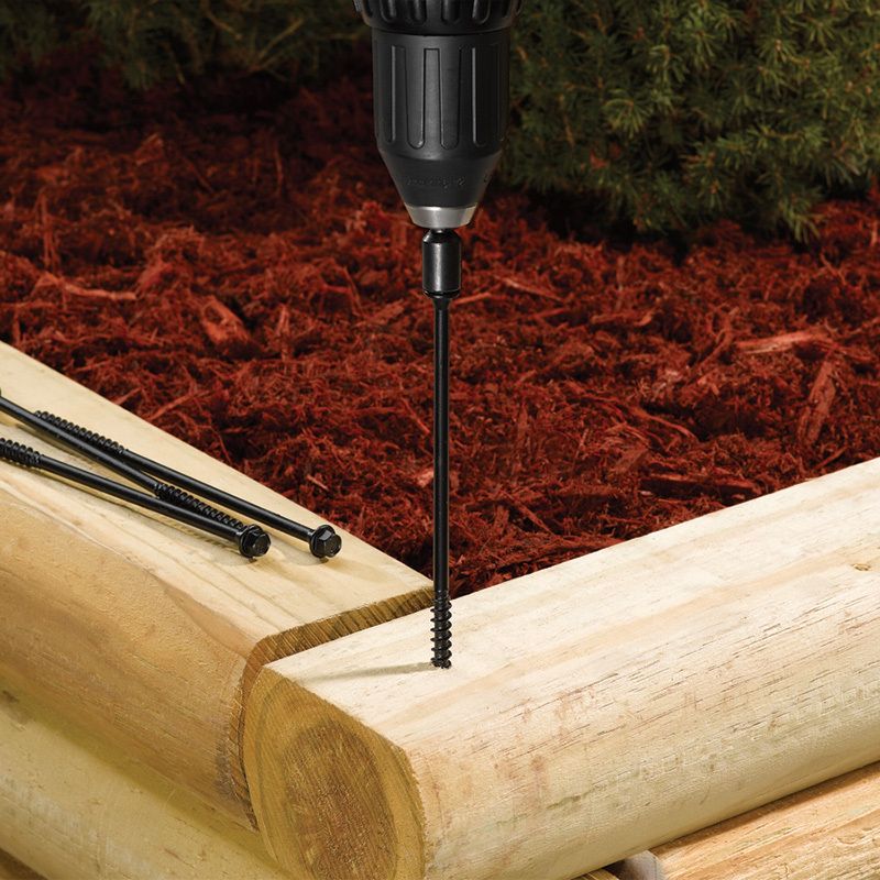 TimberLOC screw used to assemble railway ties for garden
