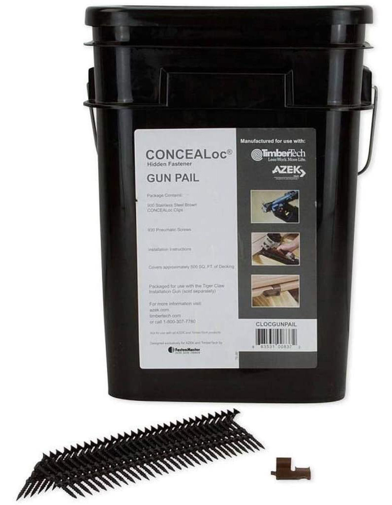 Concealoc pail of fasteners for pneumatic gun
