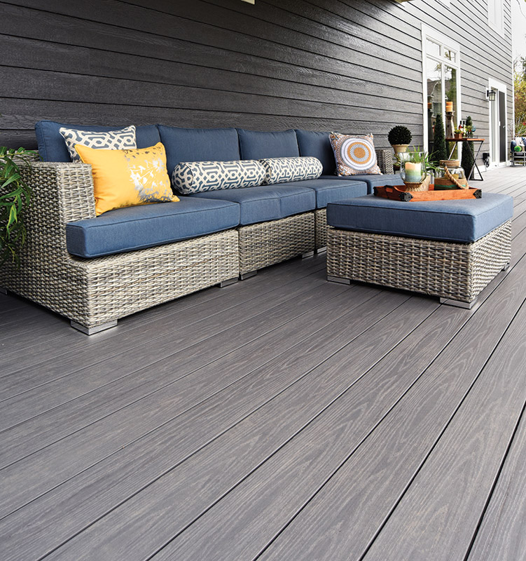 TimberTech AZEK PVC Decking. Image example colour Island Oak
