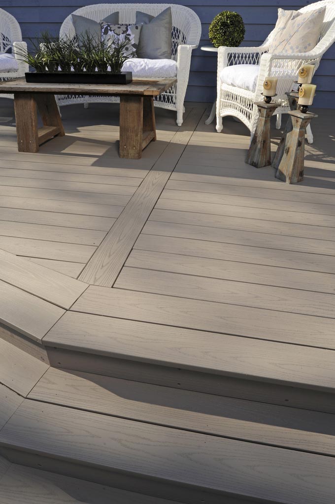 TimberTech AZEK PVC Decking. Image example colour Hazelwood